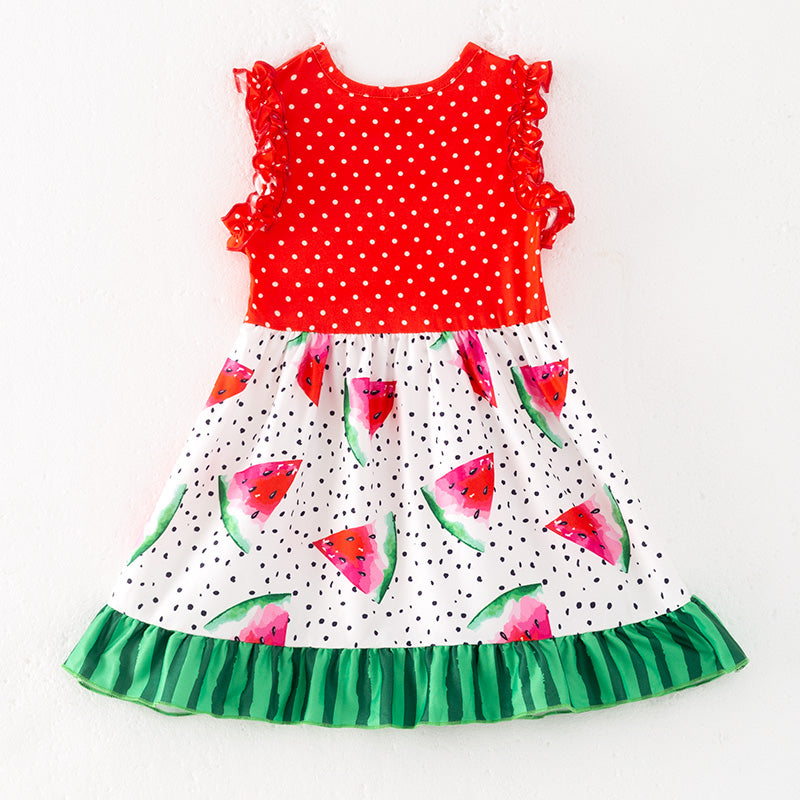 （In Stock）One Pack(10 Pieces total) Sale Girls Spring and Summer Watermelon Print Dress