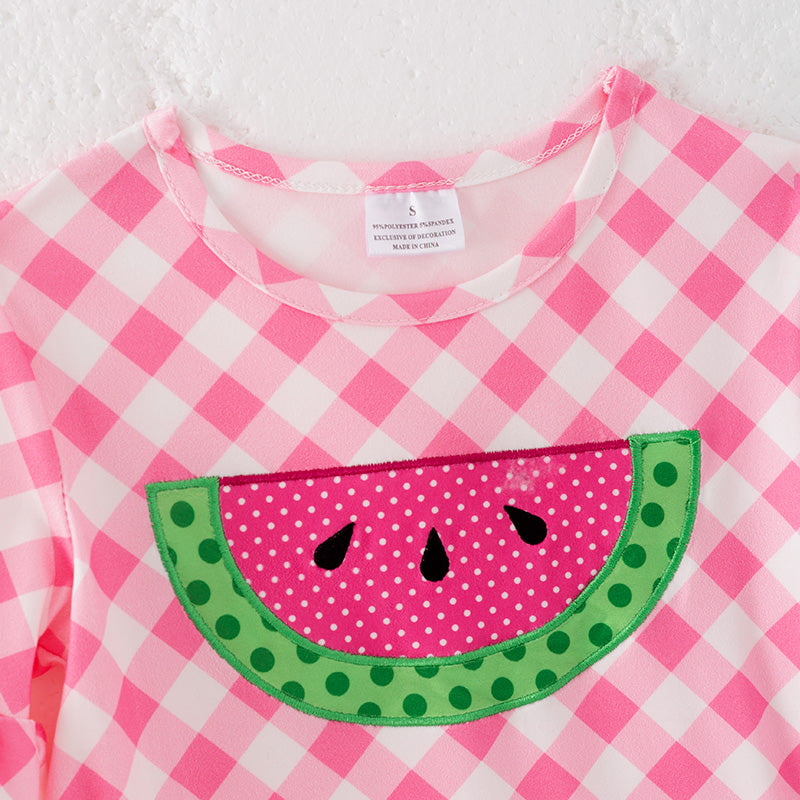 （In Stock）Girls Spring and Summer Watermelon Applique Dress