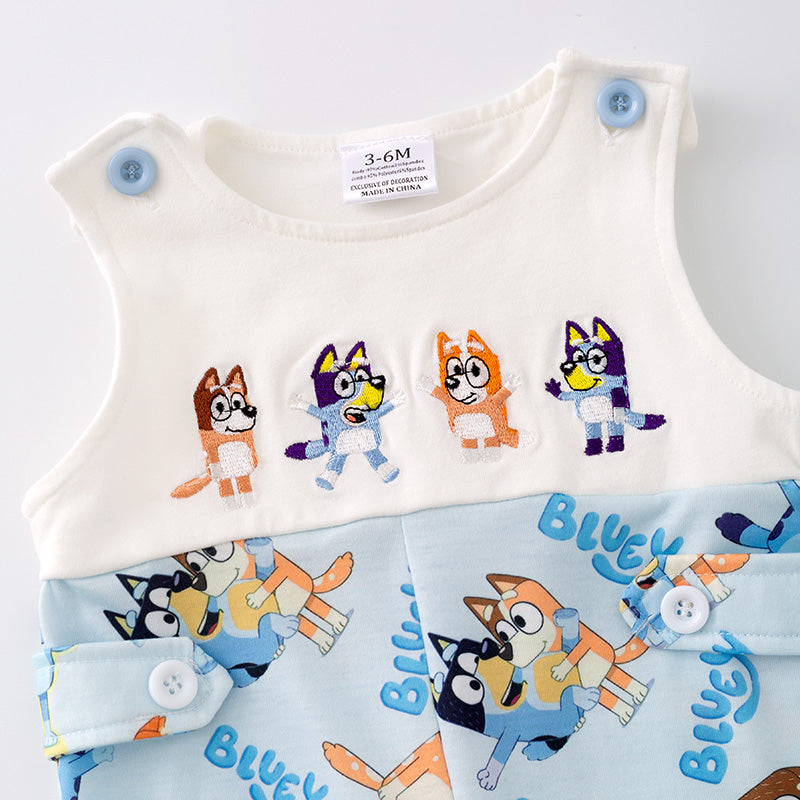 （In Stock G29-4-3）Baby Boys Cartoon Embroidery Romper