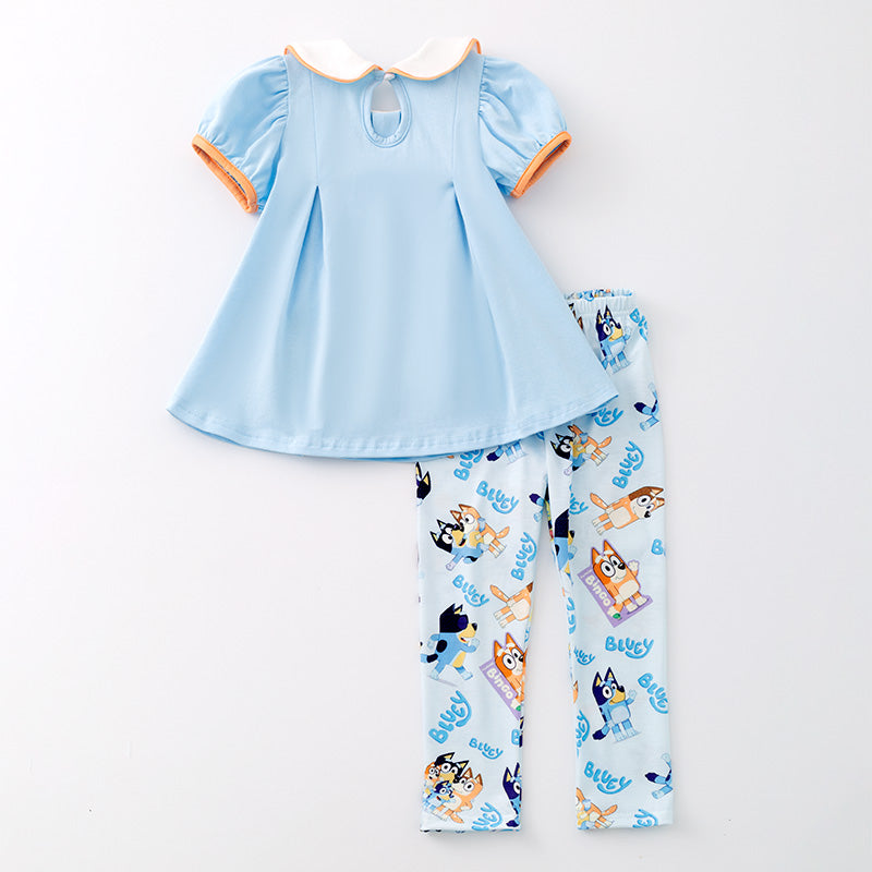 （In Stock G29-4-3）Girls Cartoon Embroidery Outfit Set