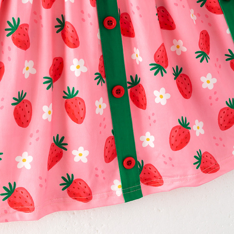 （In Stock）One Pack(17 Pieces total) Sale Girls Spring and Summer Strawberry Print Dress