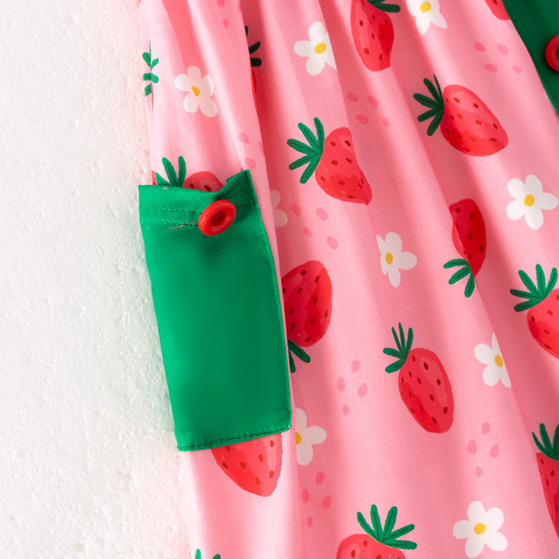 （In Stock）One Pack(17 Pieces total) Sale Girls Spring and Summer Strawberry Print Dress