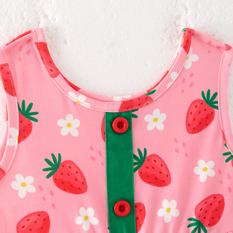 （In Stock）One Pack(17 Pieces total) Sale Girls Spring and Summer Strawberry Print Dress