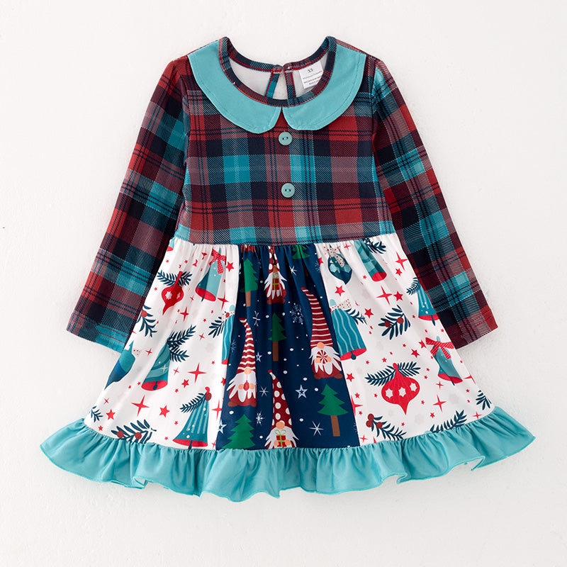 （In Stock G7-5-1）Girls Christmas Print Dress