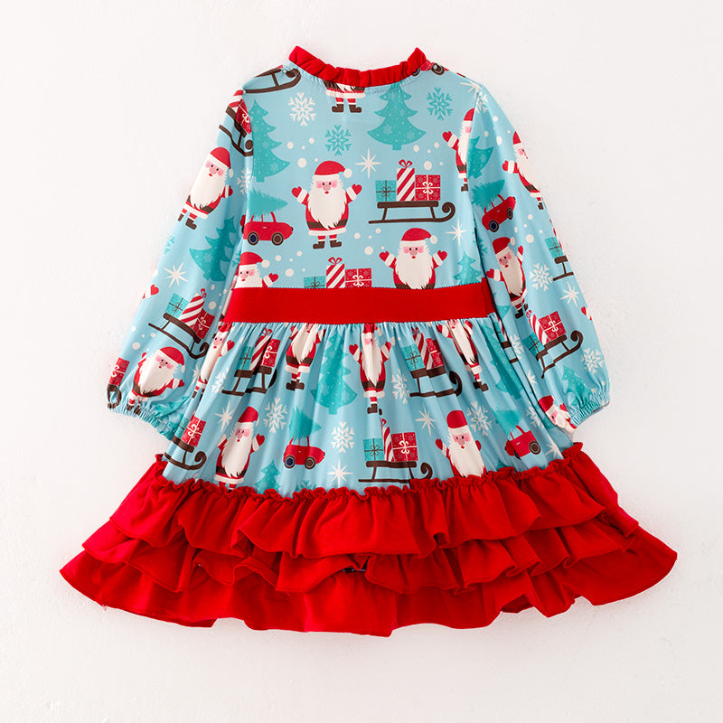 （In Stock L9-3-2）Girls Christmas Print Dress