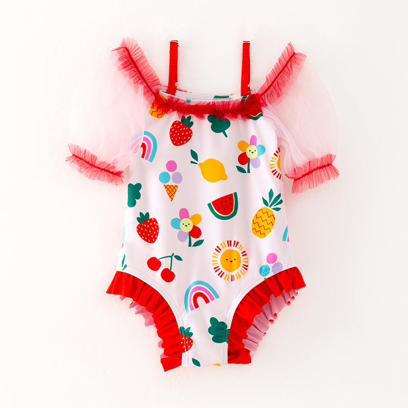 （In Stock）Girls Summer Fruit Print Swimsuit