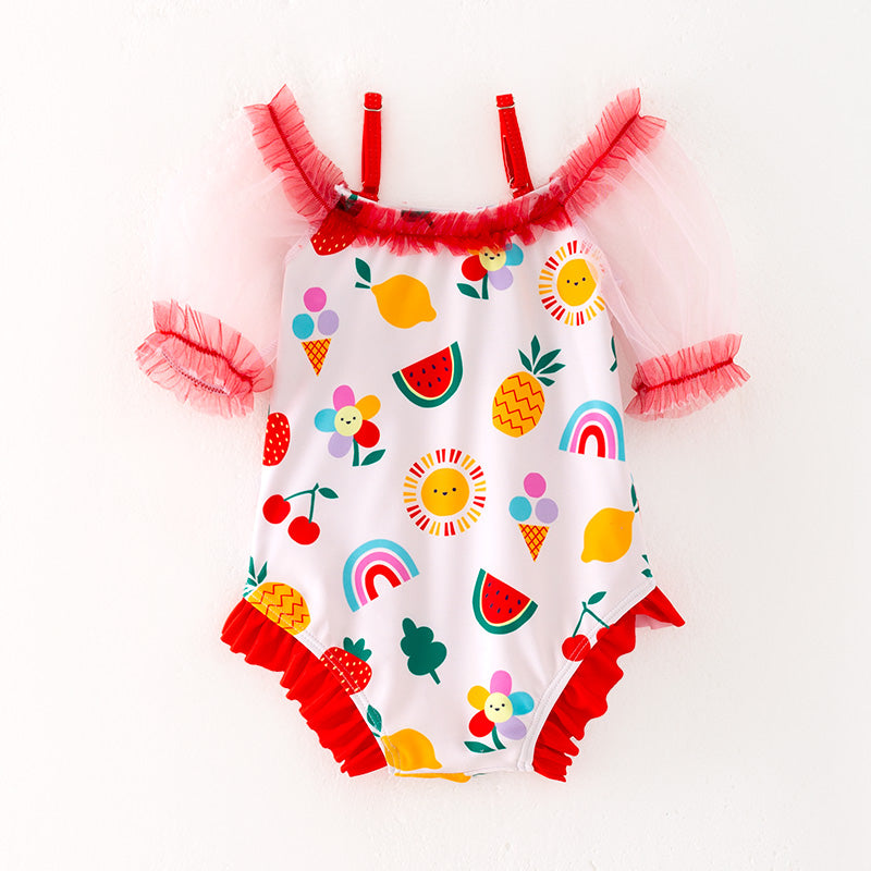 （In Stock）Girls Summer Fruit Print Swimsuit