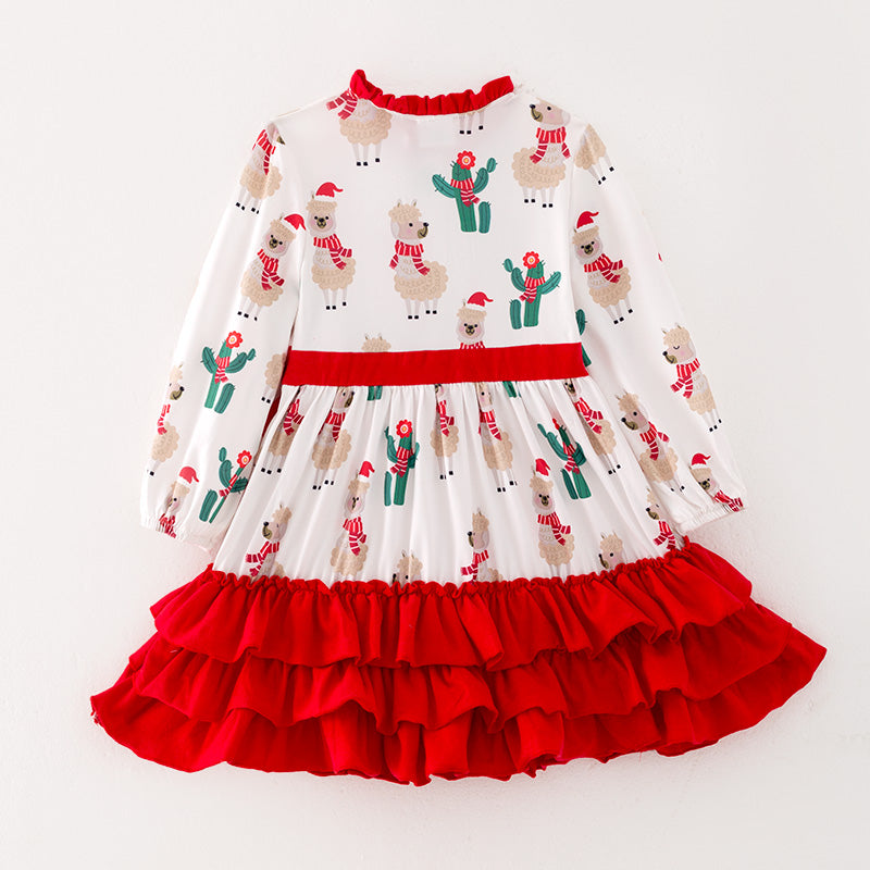 （In Stock G21-2-2）Girls Christmas Print Dress