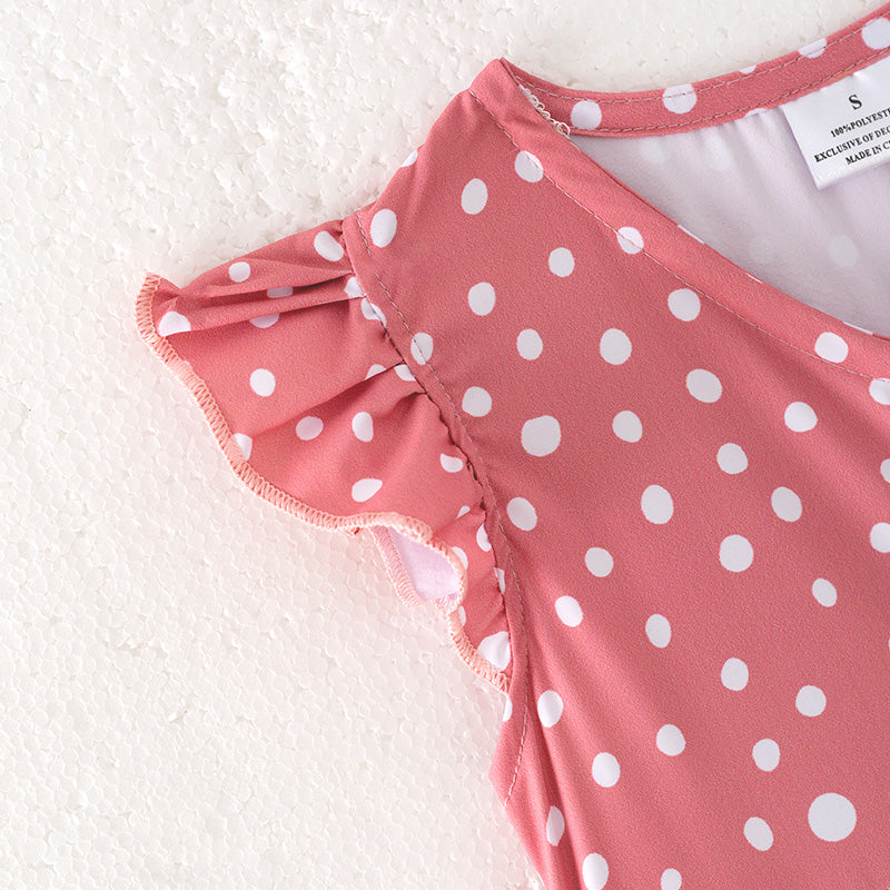 （In Stock）Mommy and Me Spring＆Summer Coral Polka Dot Dress