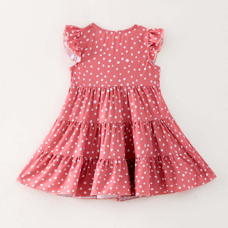 （In Stock）Mommy and Me Spring＆Summer Coral Polka Dot Dress