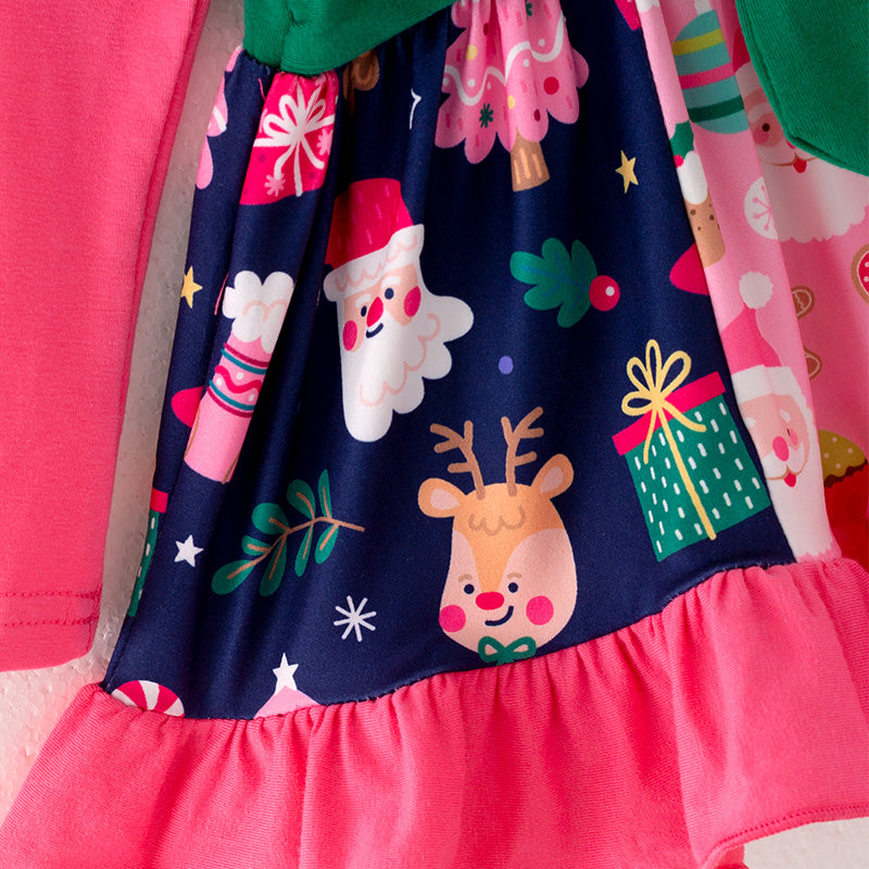 （In Stock G8-2-1）Girls Christmas Print Outfit Set