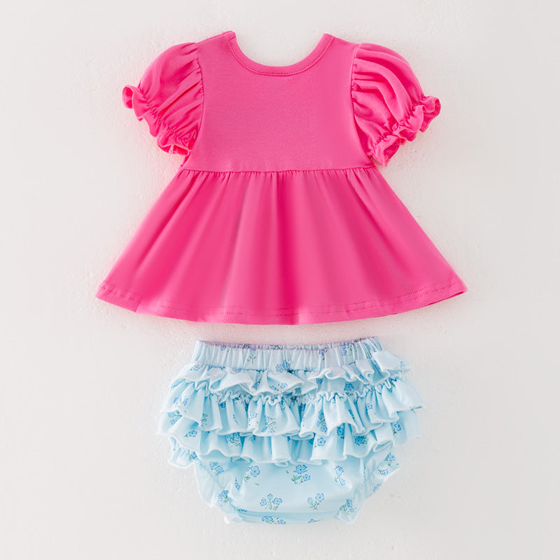 （In Stock）Toddler Girls Spring and Summer Bow Applique Bloomer Set