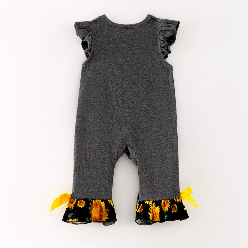 （In Stock）Toddler Girls Spring and Summer Sunflower Print Romper