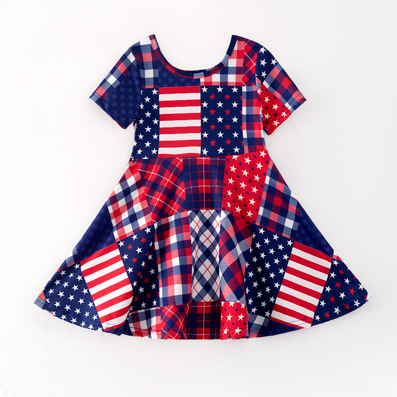 （In Stock）Girls Patriotic Print Dress