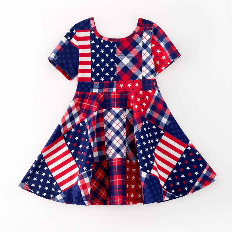 （In Stock）Girls Patriotic Print Dress