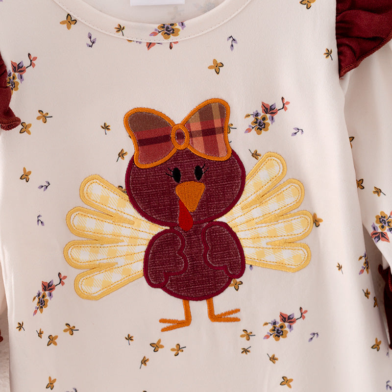 （In Stock L27-2-1）Baby Girls Thanksgiving Print Romper