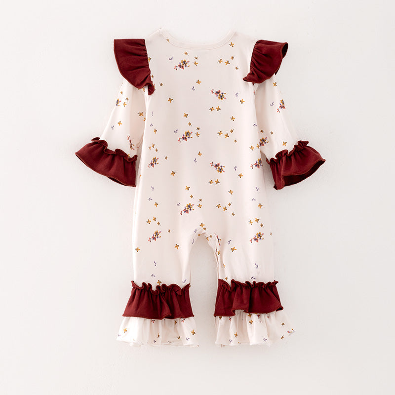 （In Stock L27-2-1）Baby Girls Thanksgiving Print Romper