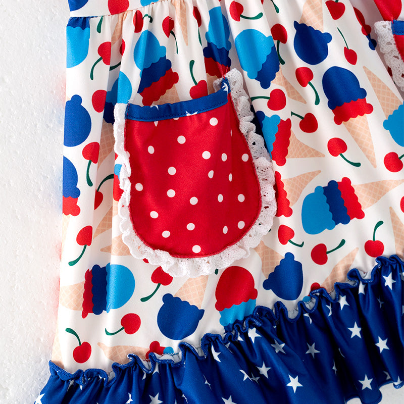 （In Stock）Girls Patriotic Print Dress