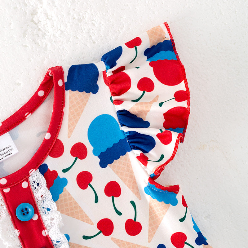 （In Stock）Girls Patriotic Print Dress