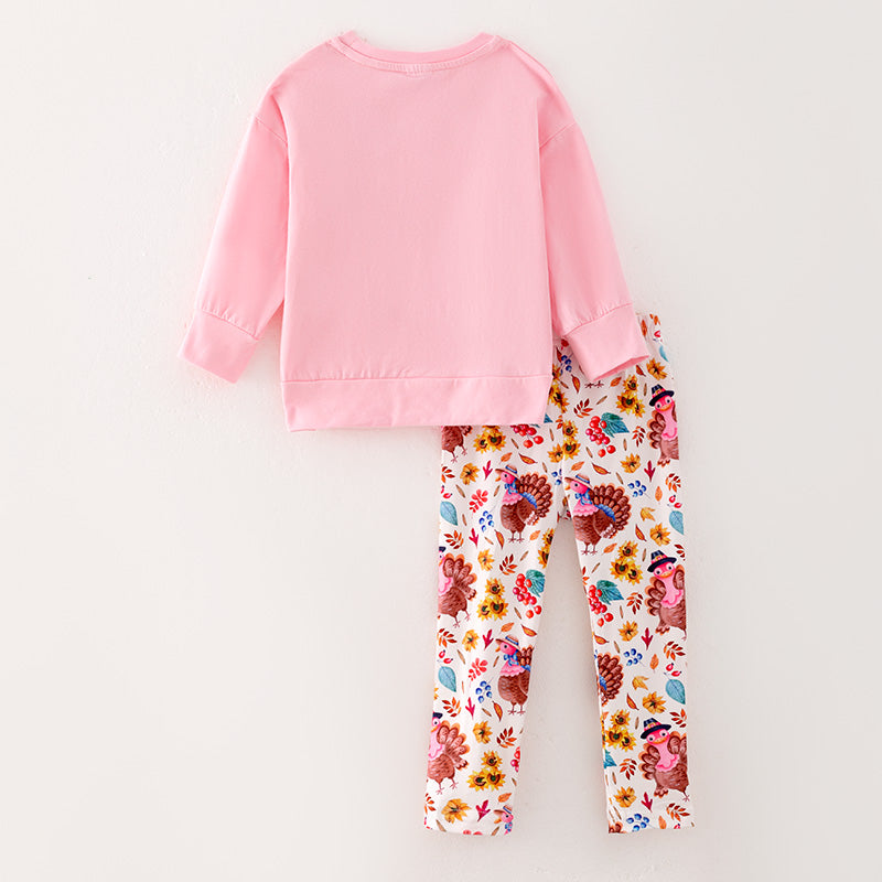 （In Stock L27-1-1）Girls Thanksgiving Print Outfit Set