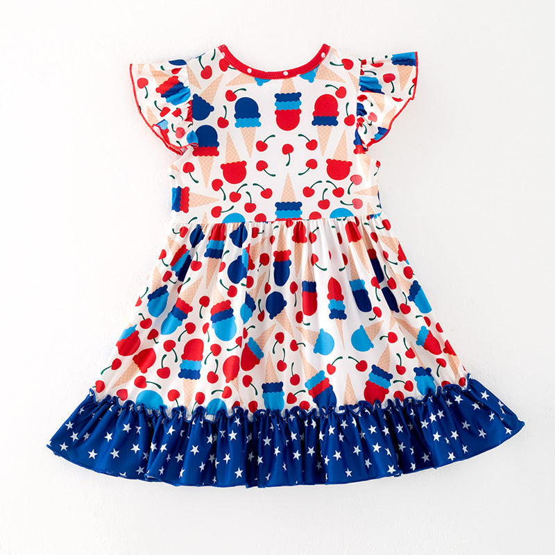 （In Stock）Girls Patriotic Print Dress