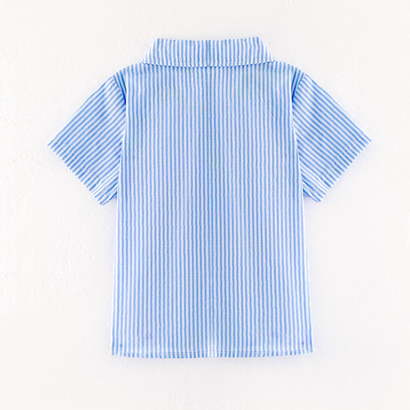 （In Stock）Boys Patriotic Applique Striped Shirt