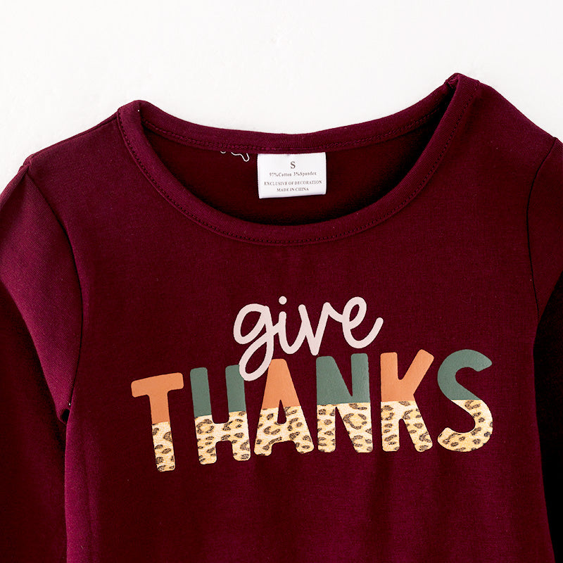 （In Stock L28-1-2）Girls Thanksgiving Print Outfit Set