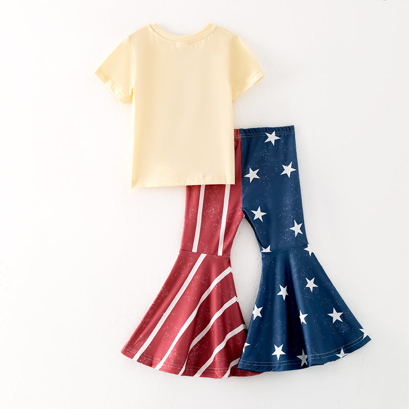 （In Stock）Girls Patriotic Print Outfit Set