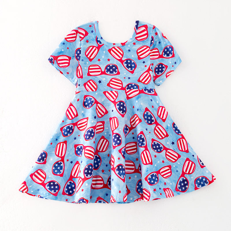 （In Stock）Girls Patriotic Print Dress