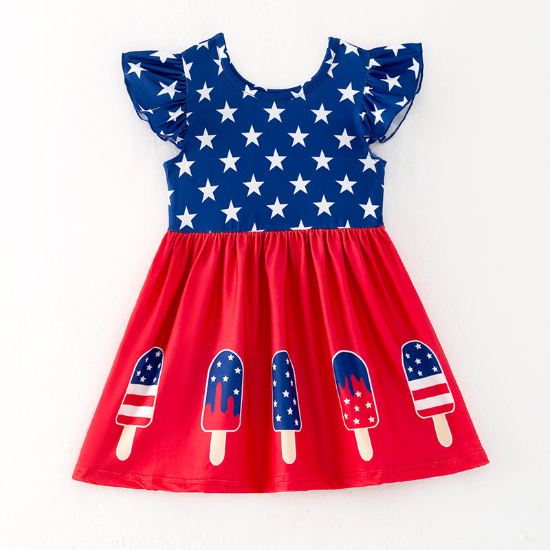 （In Stock）Girls Patriotic Print Dress