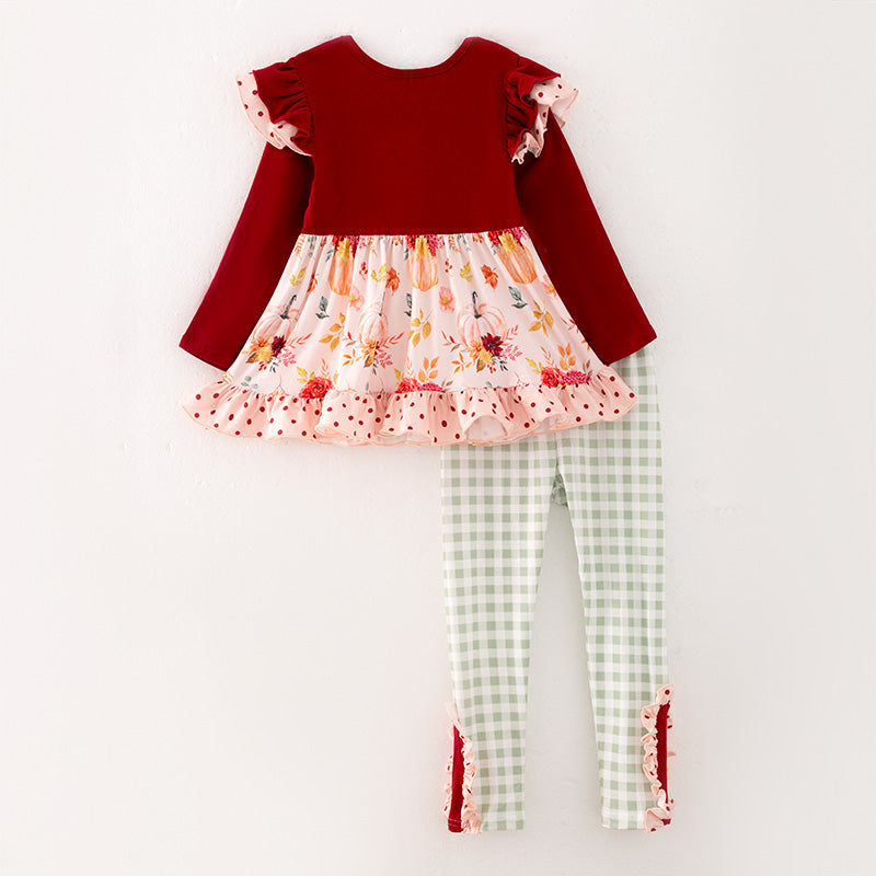 （In Stock G25-1-1 Q01-03-01）Girls Thanksgiving Print Outfit Set