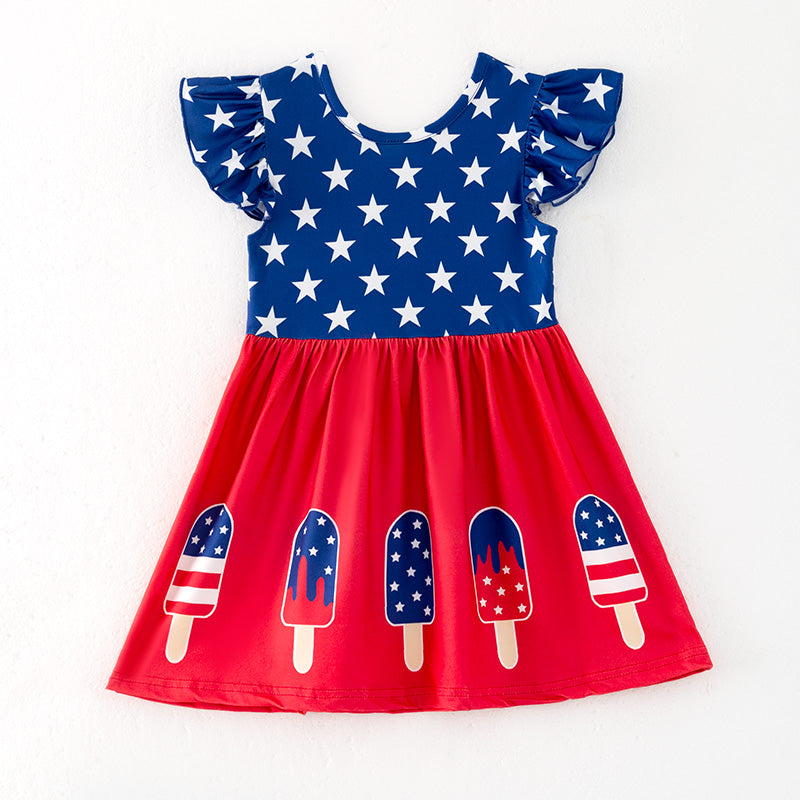 （In Stock）Girls Patriotic Print Dress