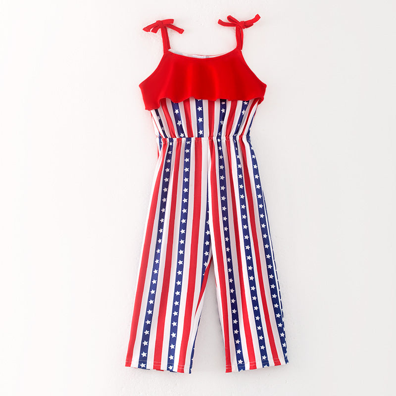 （In Stock）Girls Patriotic Print Jumpsuit