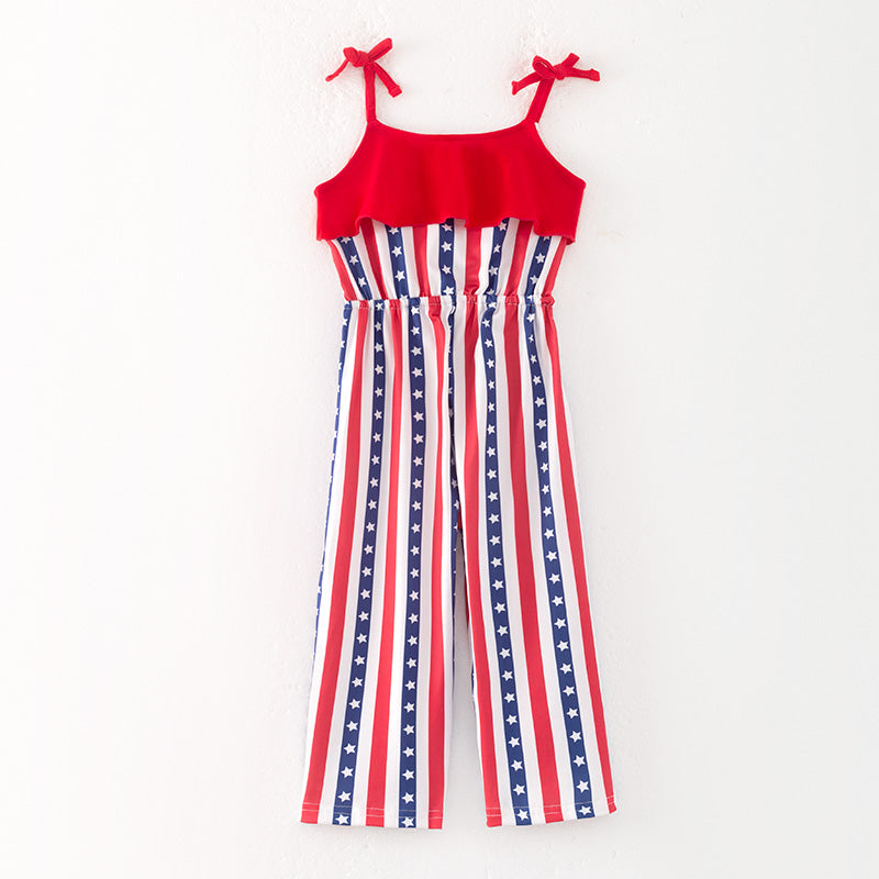 （In Stock）Girls Patriotic Print Jumpsuit