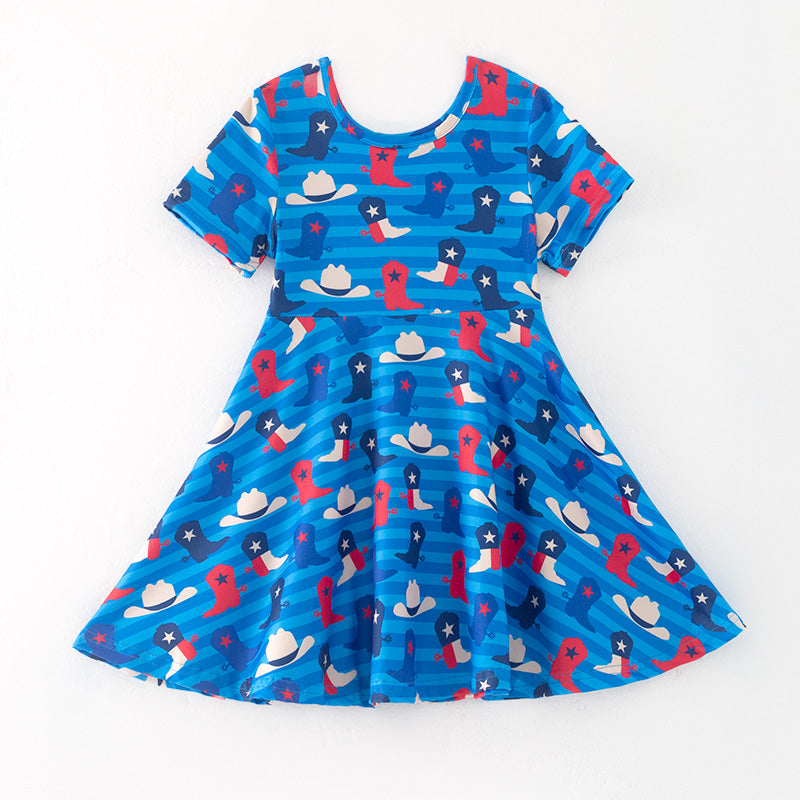 （In Stock）Girls Patriotic Print Dress