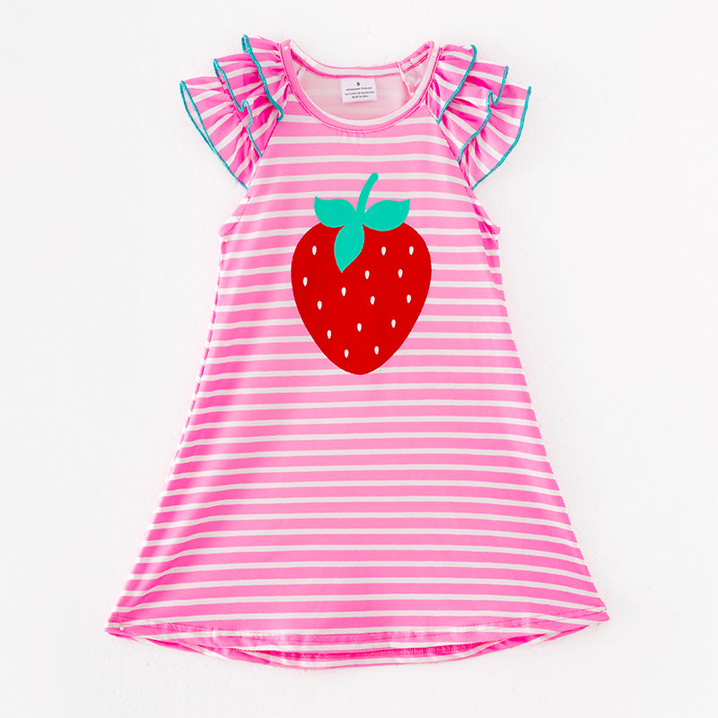 Hot Pink Stripe Strawberry Print Dress