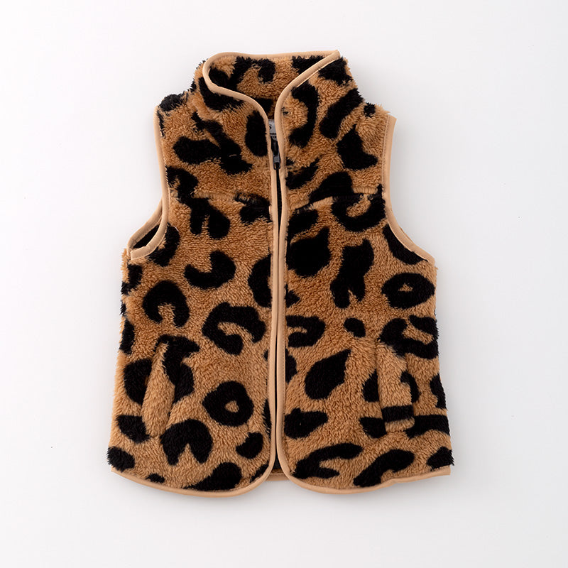 （In Stock L17-4-2）Girls Fall and Winter Leopard Print Waistcoat