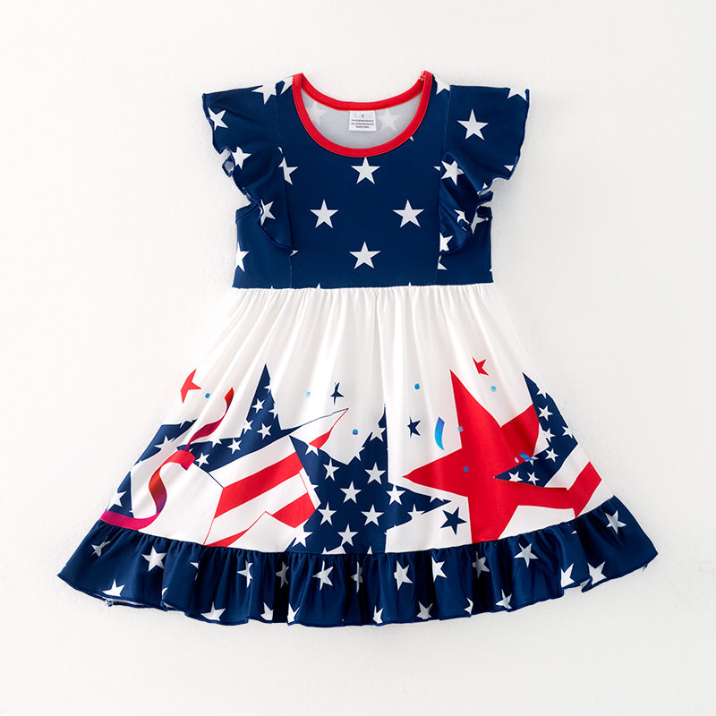 （In Stock）Girls Patriotic Print Dress