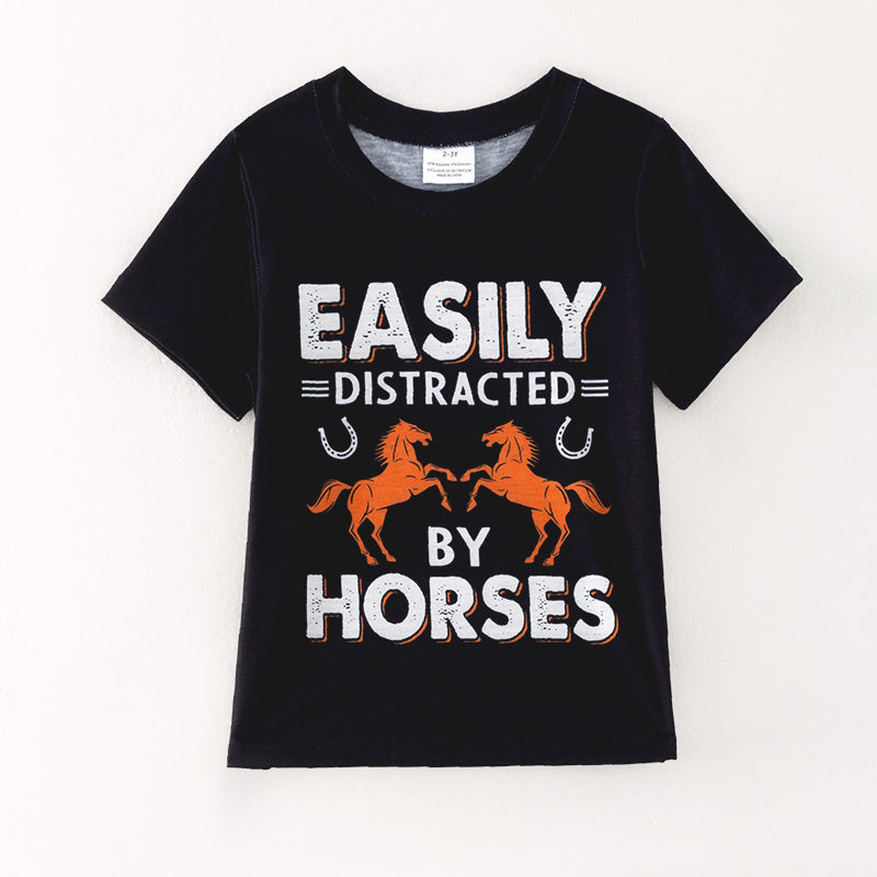 （In Stock）Boys Spring and Summer Horse Print Top