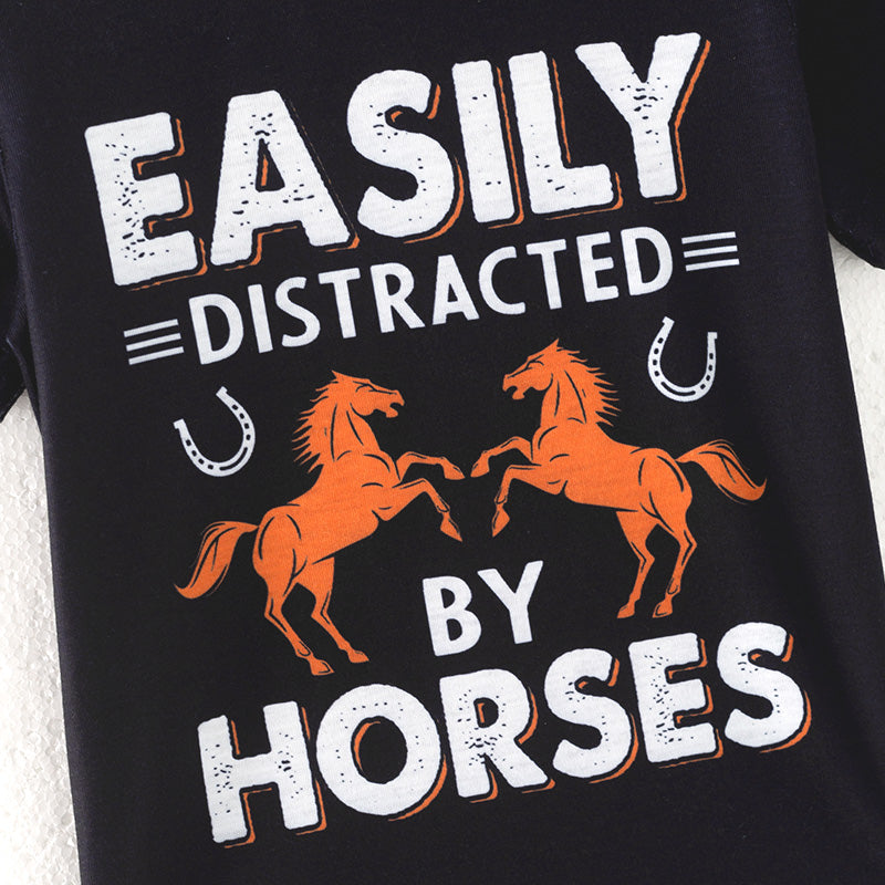 （In Stock）Boys Spring and Summer Horse Print Top