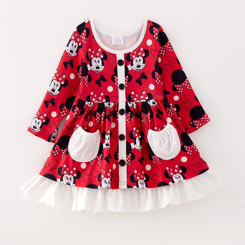 （In Stock L21-1-2）Girls Fall Cute Cartoon Print Dress