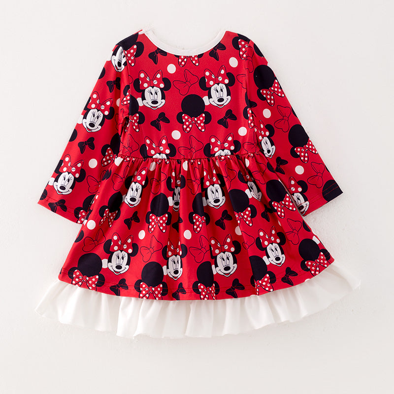 （In Stock L21-1-2）Girls Fall Cute Cartoon Print Dress