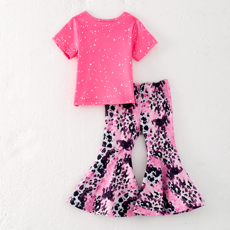 （In Stock）Girls Spring and Summer Cow Print Outfit Set