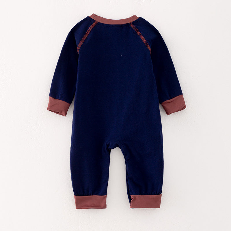 （In Stock L35-01-01）Baby Boys Fall Otter Applique Romper