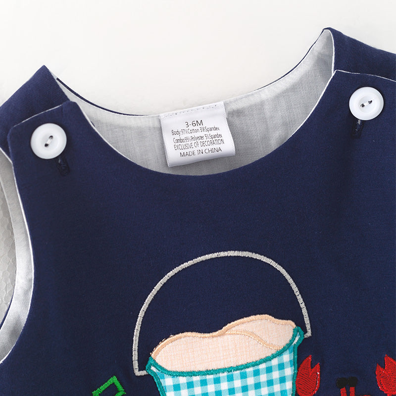 （In Stock）Toddler Boys Spring and Summer Seaside Applique Romper