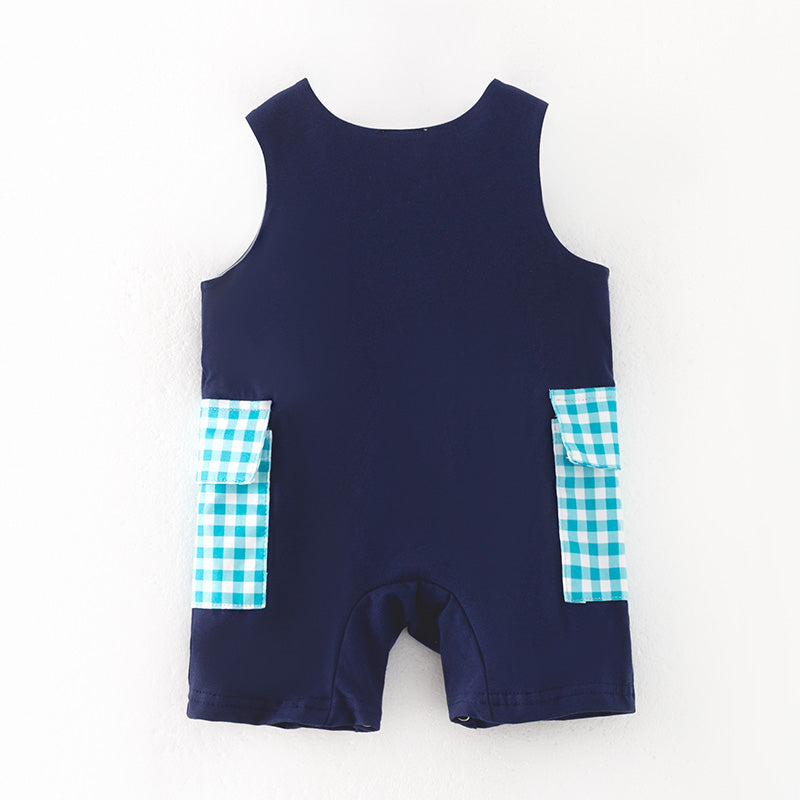 （In Stock）Toddler Boys Spring and Summer Seaside Applique Romper