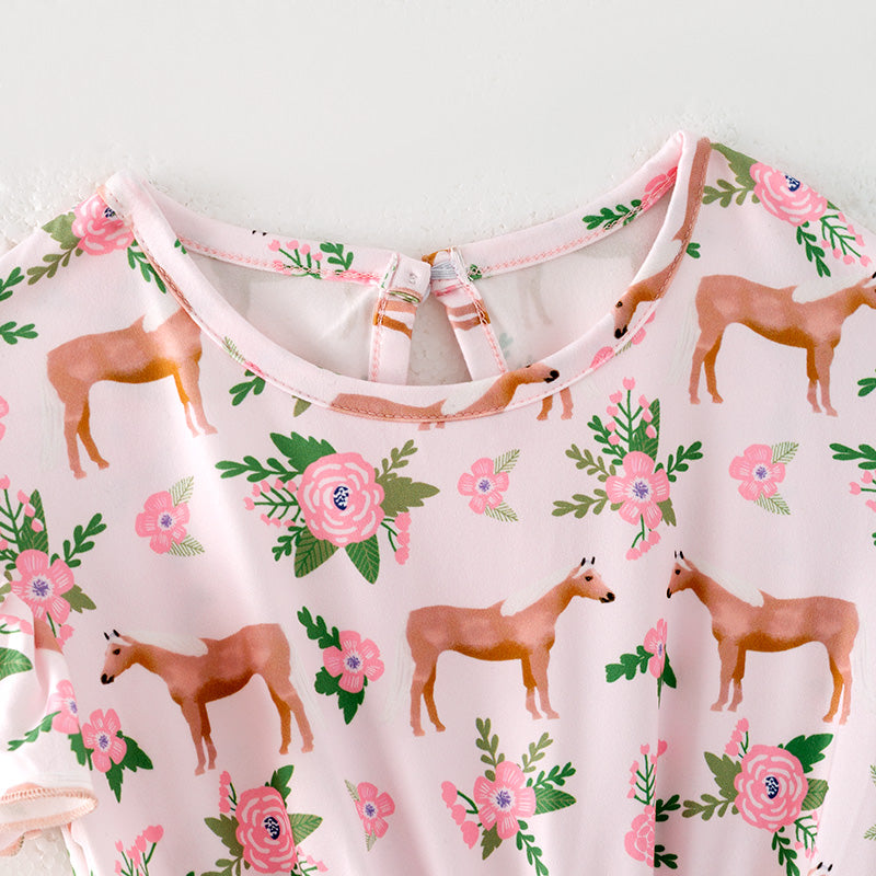 （In Stock）Girls Spring and Summer Deer Print Jumpsuit