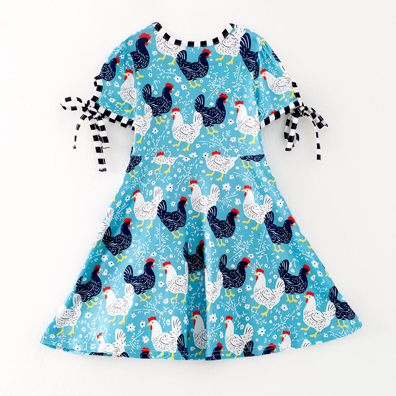 （In Stock）Girls Spring and Summer Chick Print Dress