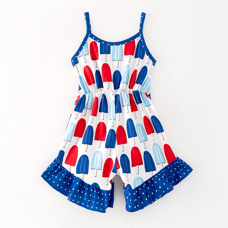 （In Stock）Girls Spring and Summer Popsicle Print Jumpsuit