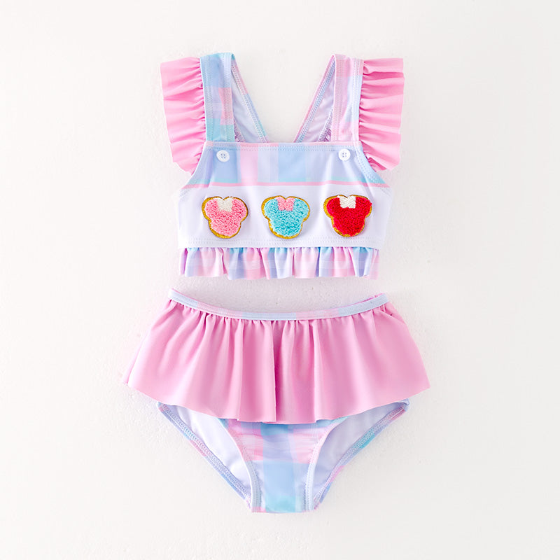 （In Stock）Girls Spring and Summer Cartoon Applique Swimsuit